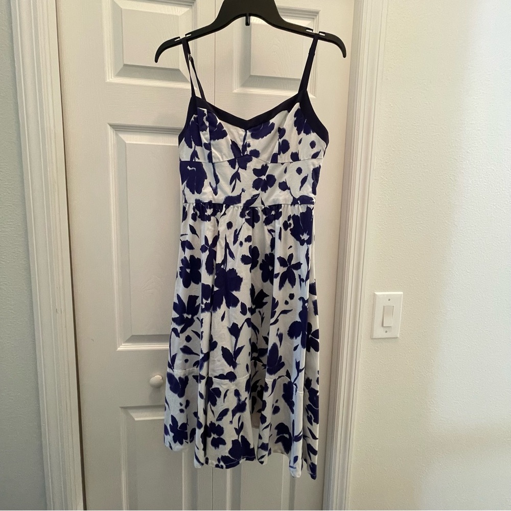 Floral White and Blue Dress